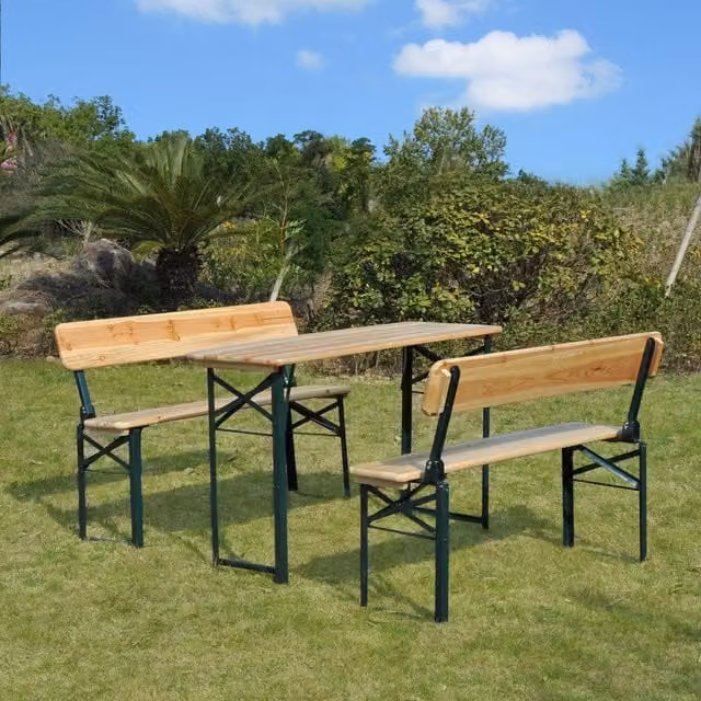 Outsunny Classic Wooden Garden Picnic Set in Brown