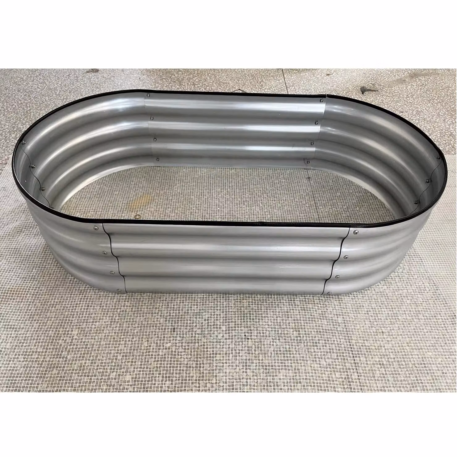 Gr8 Garden Oval Galvanised Steel Raised Bed Planter Trough in Silver, W/D/H: 120 x 61 x 30 cm – 3