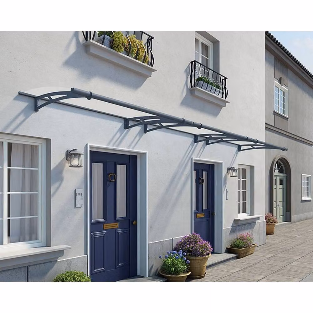 Palram Aquila Door Awning Canopy 4500 in Grey and Transparent Acrylic, Length: 453.5 cm – 2