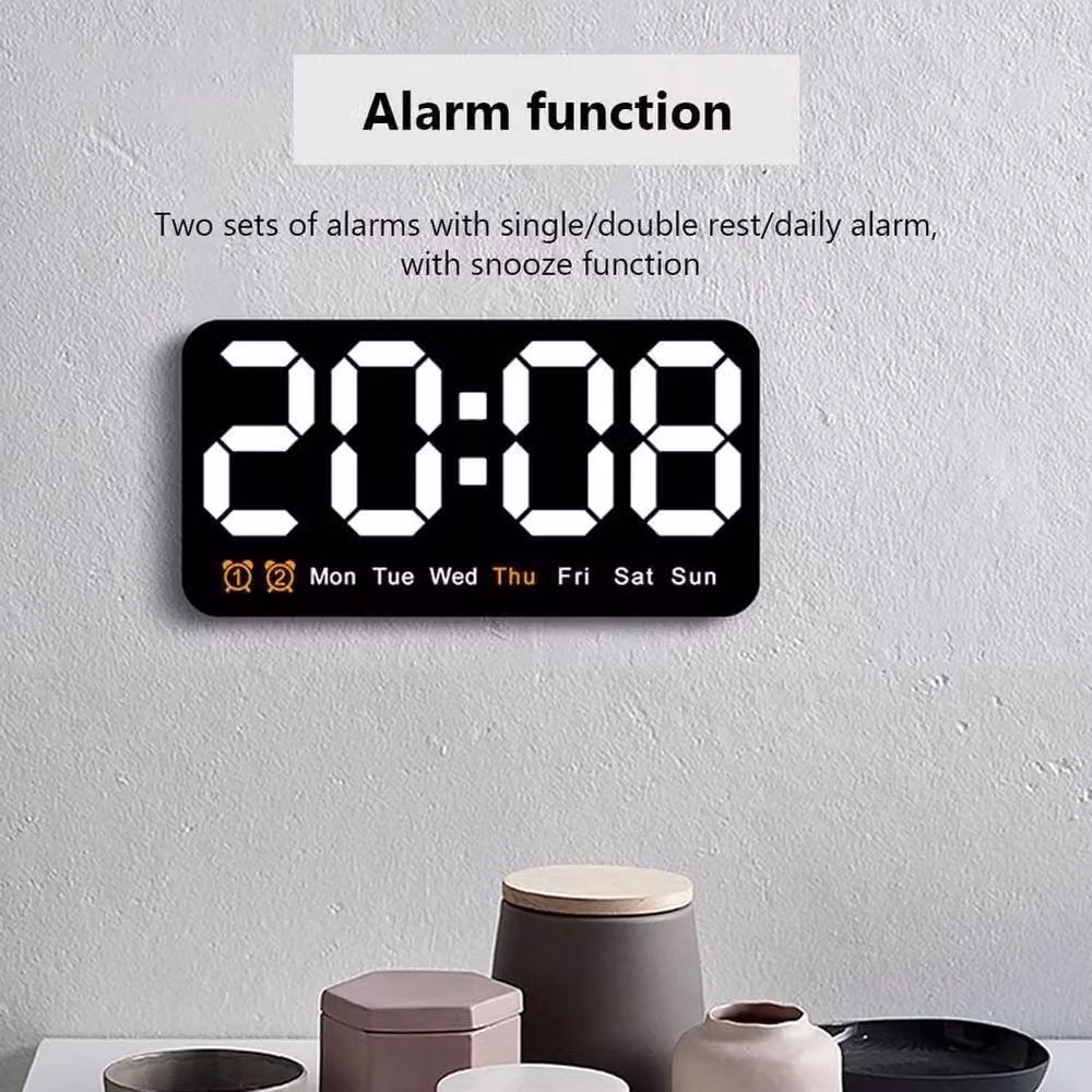 FLAVORA LED Large Display Digital Wall Clock and Alarm Clock in Black, W 100 cm x H 100 cm – 3