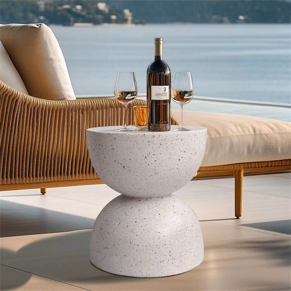 VOGREX Modern White Matt Outdoor Side Table for Garden and Terrace – 3