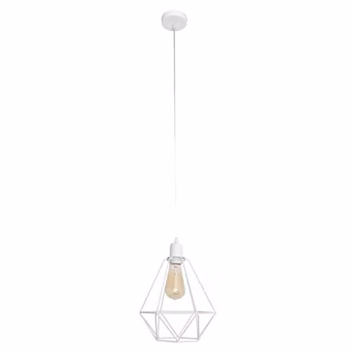 Netlighting Helam Karo Wire Frame Pendant Ceiling Light in White, Diameter: 24 cm
