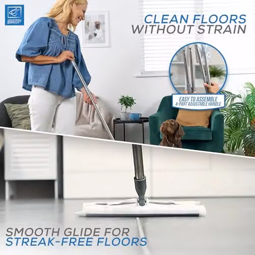 The Dustpan and Brush Store Static Floor Sweeper Mop Kit with 10 Dry Wipes in Grey and White – 3