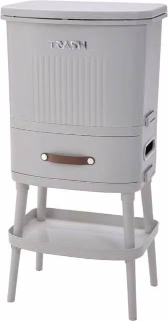 Livingandhome 30L 3-Tier Waste Bin with Dry-Wet Separation and Flip Lid in Grey