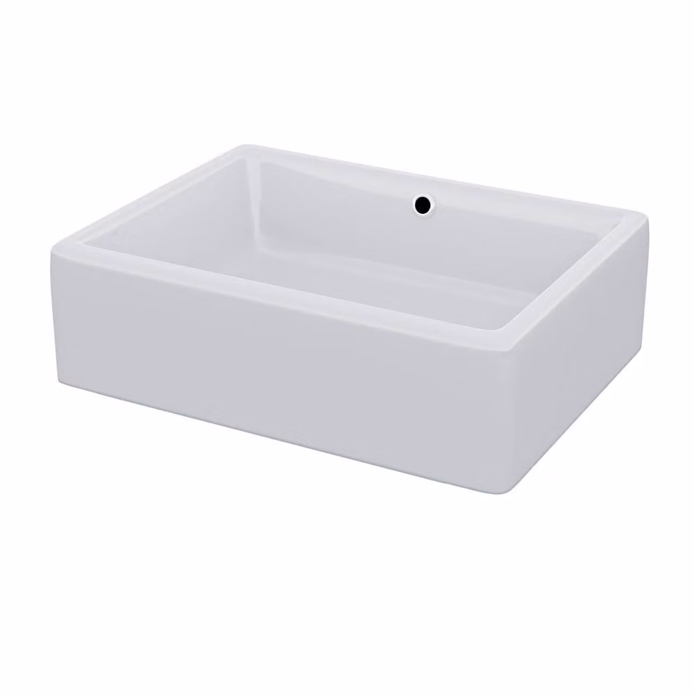Nes Home Rectangular Countertop Cloakroom Basin Sink in White W: 51.0 cm, D: 36.0 cm – 2