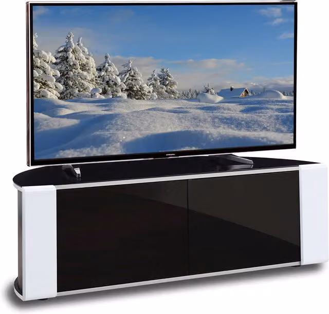 MDA Designs Sirius 1200 TV Cabinet in Black and White with Glass, W: 120.0 cm, D: 51.0 cm, H: 44.0 cm