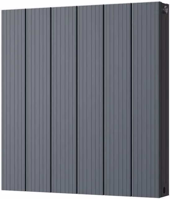 Thetford Anthracite Vertical Double Panel Grooved Designer Radiator, W: 56 cm, H: 60 cm