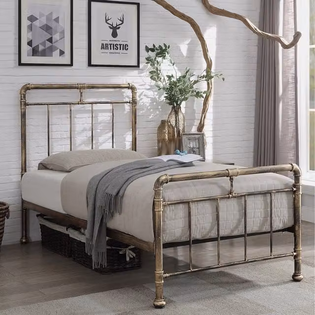 Flintshire Furniture Cilcain Industrial Single Handle in Antique Bronze and Gold Metal