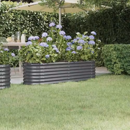 vidaXL Galvanised Steel Raised Bed in Anthracite, W: 152 cm, D: 40 cm, H: 36 cm – 2