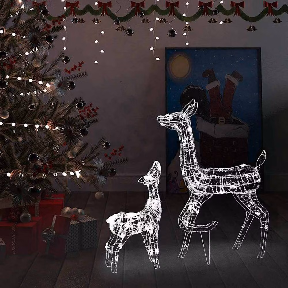 Berkfield Home Acrylic Reindeer Family Christmas Decoration with 160 Cold White LEDs – 2