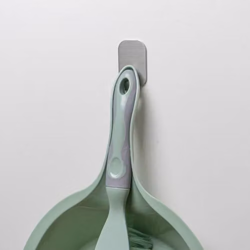 JVL Dustpan and Brush Set with Rubber Grip and Hanging Hook, Green – 4