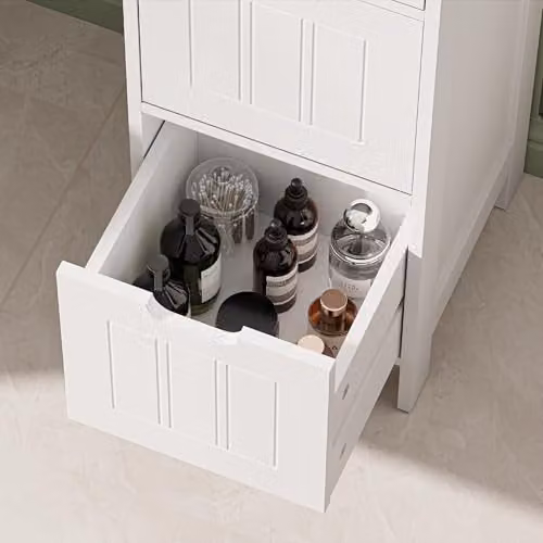 VonHaus Holbrook Freestanding 3 Drawer Bathroom Storage Cabinet in White W/D/H: 30 x 30 x 81 cm – 4