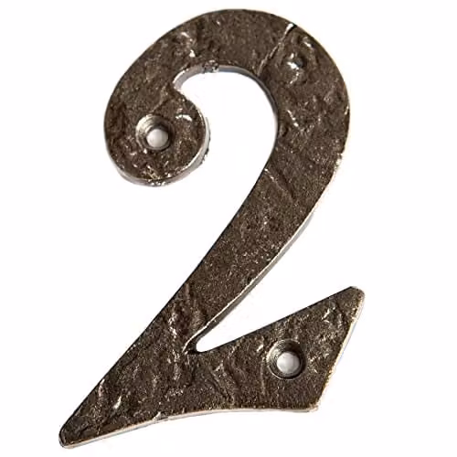 Hammer and Tongs Rustic Iron Number 2 Wall Numeral in Grey, Pack of 2, Height: 8.5 cm – 3