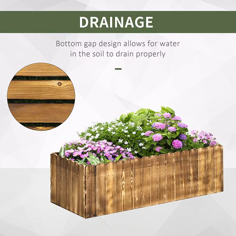 Outsunny Wooden Raised Flower Bed in Brown, W/D/H: 100 x 40 x 30 cm – 4