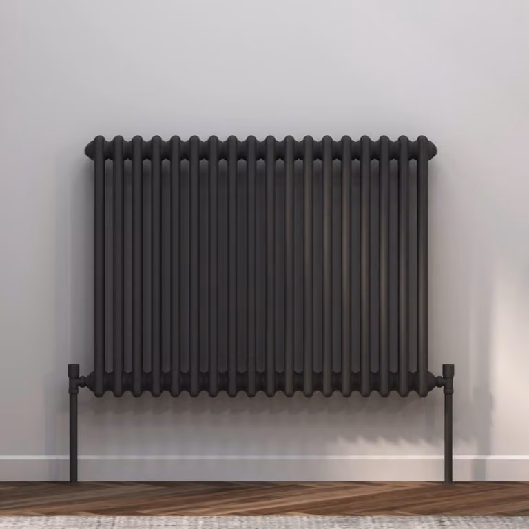 Fluxx Anthracite Horizontal Triple Column Wall Mounted Radiator, H: 60 cm x W: 83 cm