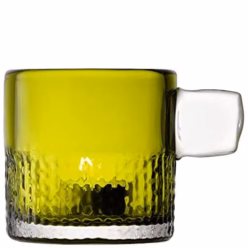 LSA International Glass Tealight Holder with Handle in Green, H: 9 cm – 1