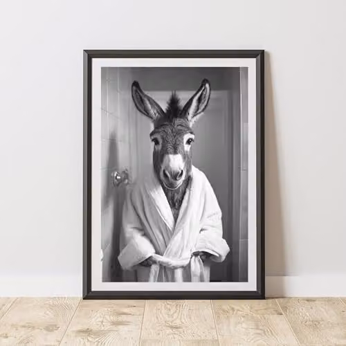60 Second Makeover Donkey Bathrobe Animal Print Paper Poster, A3