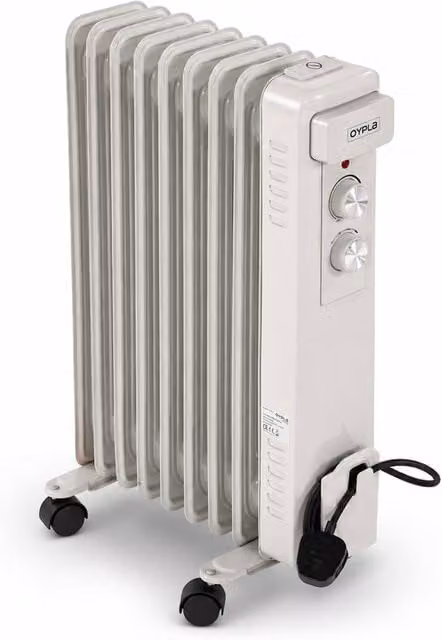 Oypla 9 Fin Portable Oil Filled Electric Radiator Heater in White