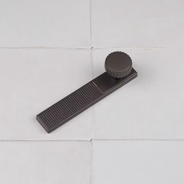 Handle & Home Matt Anthracite Grey Ribbed Bar Handles and Coordinating Knobs in Zinc