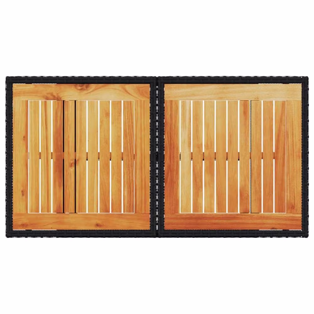 Berkfield Home Black Rectangular Garden Table with Acacia Wood and Rattan, W/D/H: 100 x 55 x 73 cm – 6