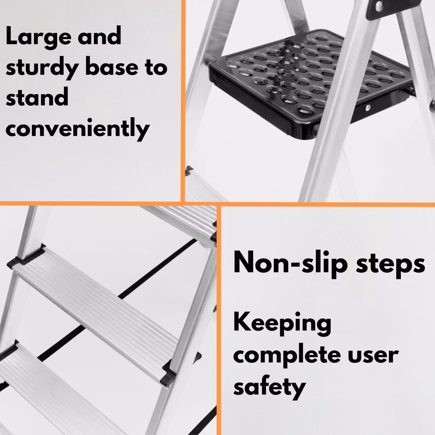 Novecrafto Lightweight 6-Step Aluminium Stepladder in Silver, 181 cm – 3