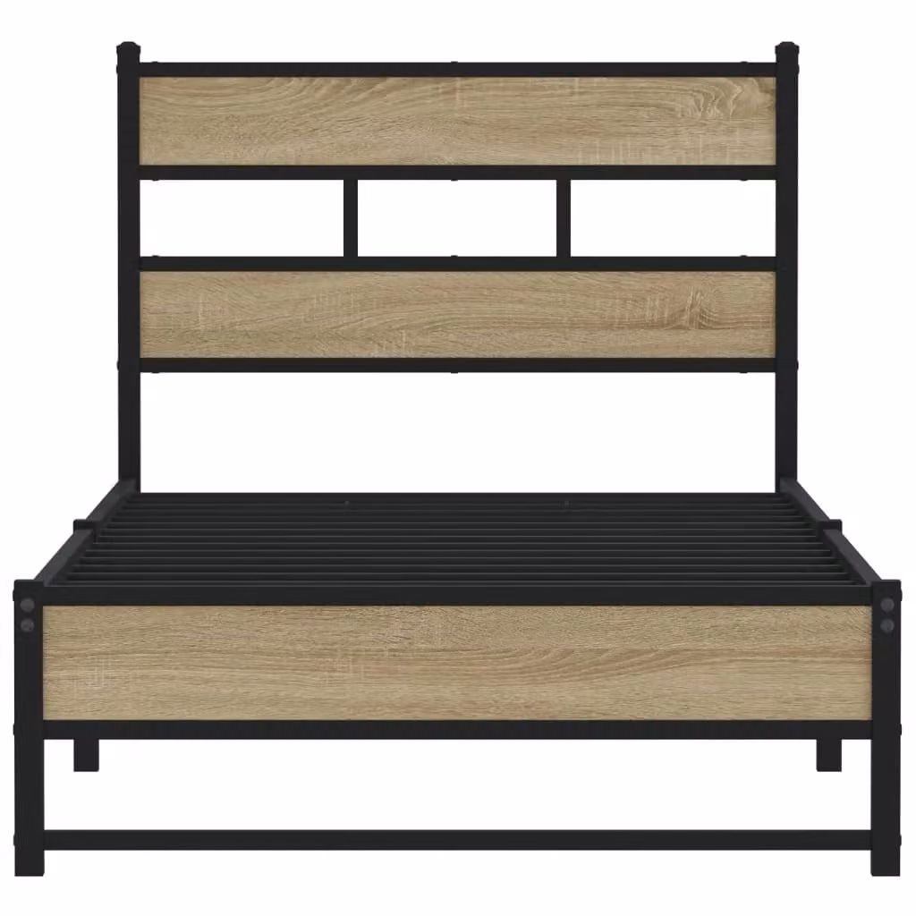 Berkfield Home Metal Bed Frame in Sonoma Oak Brown, W/D/H: 80 x 200 cm – 3