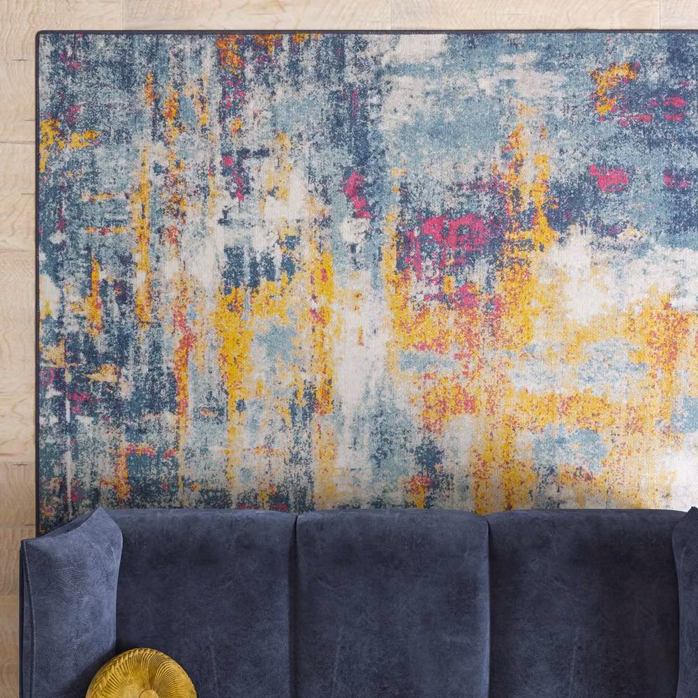 Kukoon Multicolour Abstract Machine Woven Washable Everyday Rug, W/D/H: 60 x 240 cm – 2
