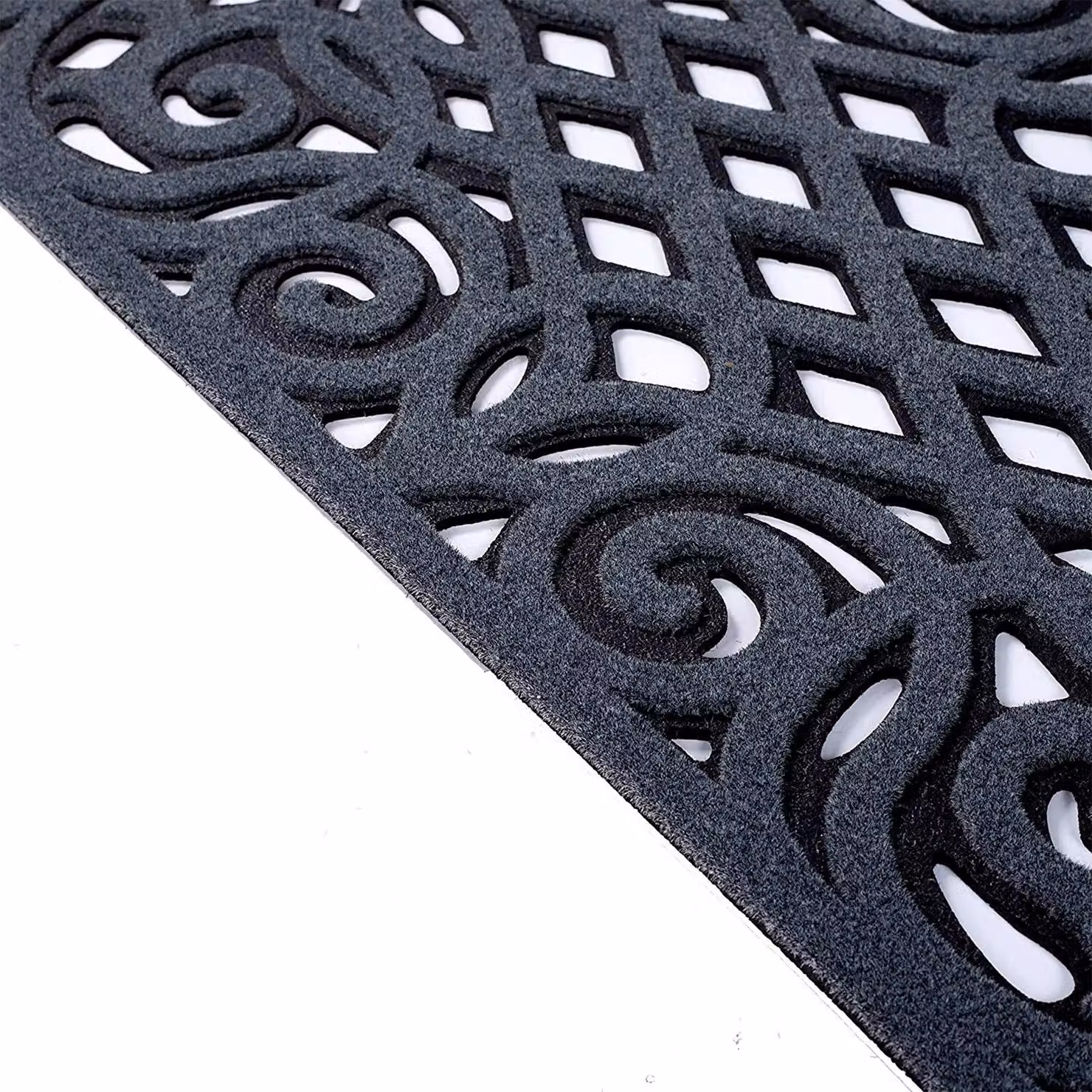 Oseasons Ornate Small Grey Doormat with Rustic Design, W: 40 cm, D: 60 cm, H: 1 cm – 3