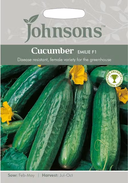 Johnsons Emilie F1 Cucumber Vegetable Seeds, Green
