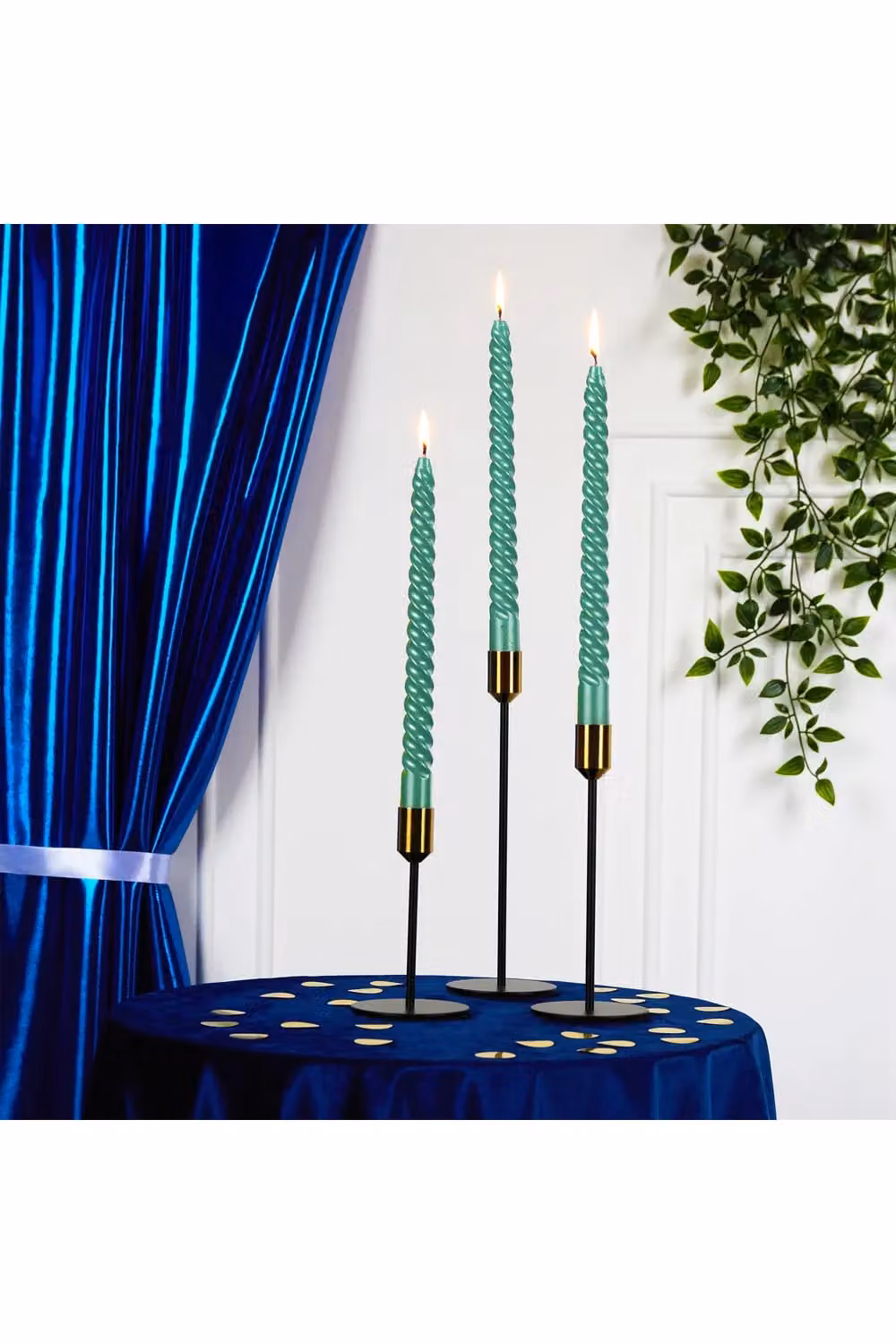 Deco Express Non-Scented Twisted Dinner Candles, Pack of 6, Green – 10