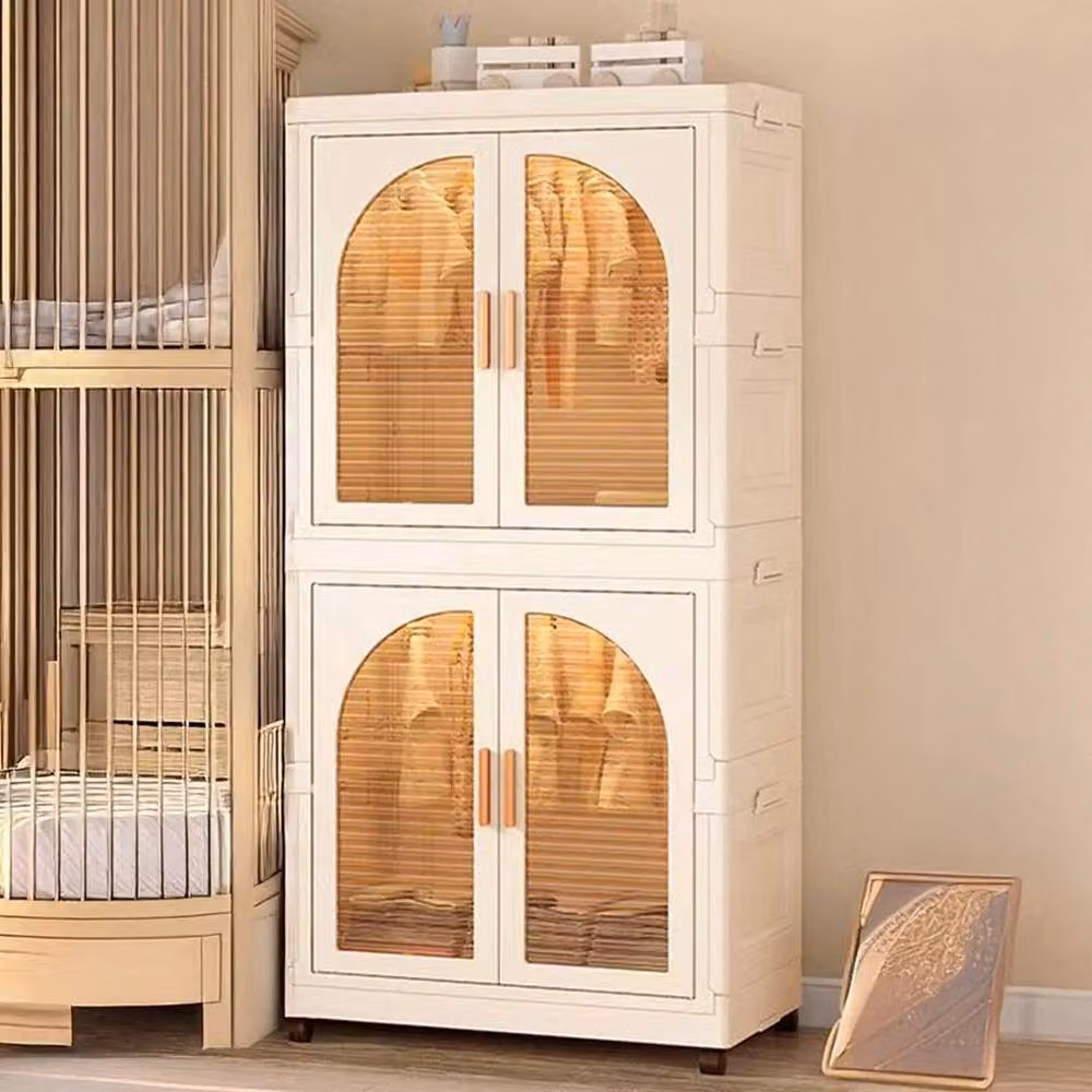 Kelvenix Extra Large Folding Kids Wardrobe in Beige, W: 65 cm, D: 37 cm, H: 130 cm – 2