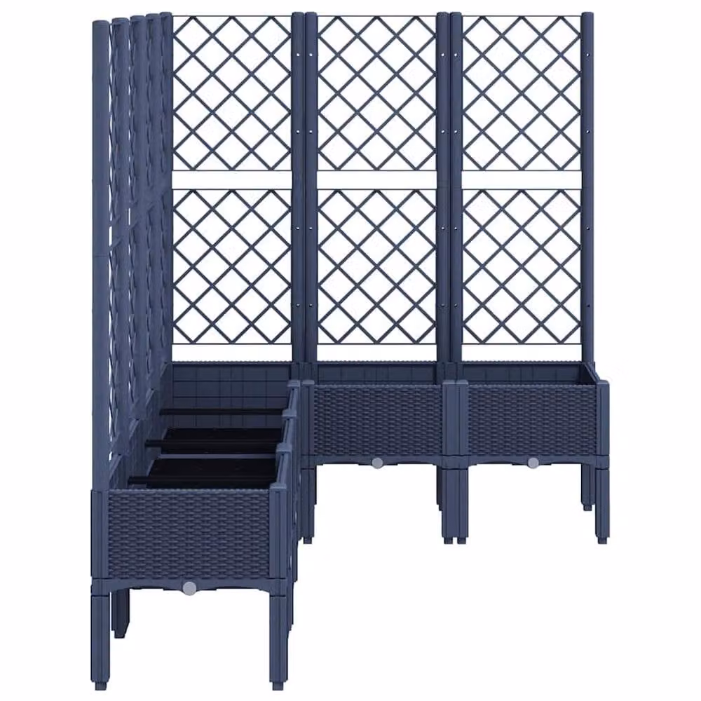 Berkfield Home Garden Planter with Trellis in Blue Grey Anthracite, W/D/H: 120 x 120 x 142 cm – 4