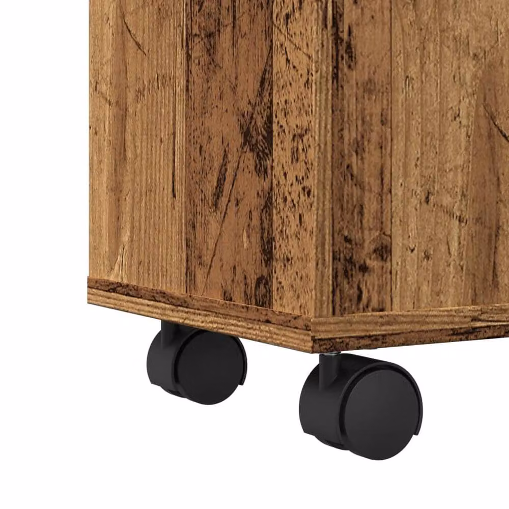 Berkfield Home Narrow Bathroom Cabinet with Wheels in Brown Old Wood – 3