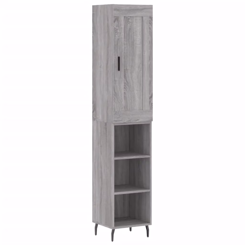Berkfield Home Grey Sonoma Highboard with Hinged Doors and Internal Shelves, W: 34.5 cm, D: 34.0 cm, H: 180.0 cm – 2