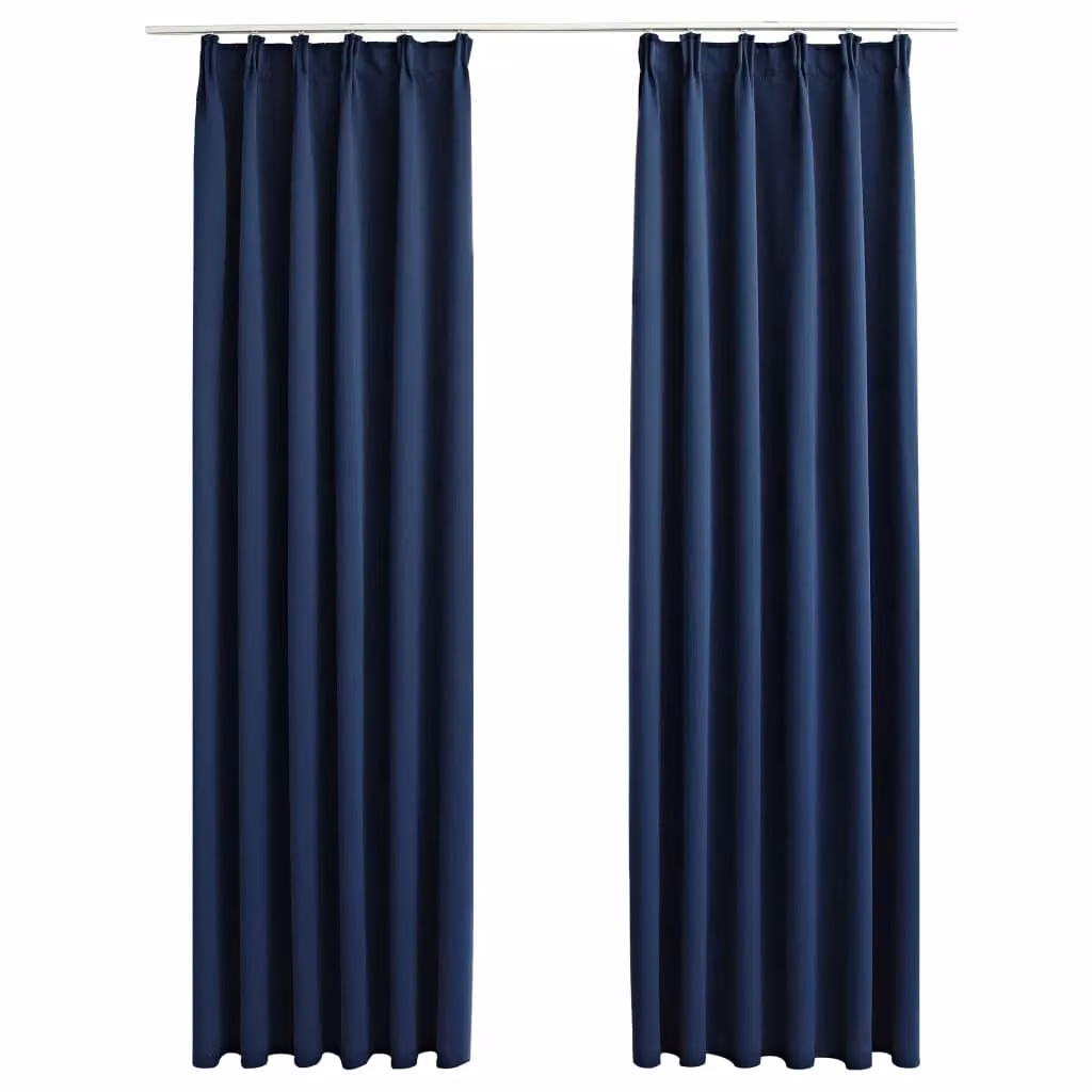 Berkfield Home Blue Blackout Fabric Curtain Panels with Hooks, 2 Pack, W: 140 cm, H: 175 cm – 2