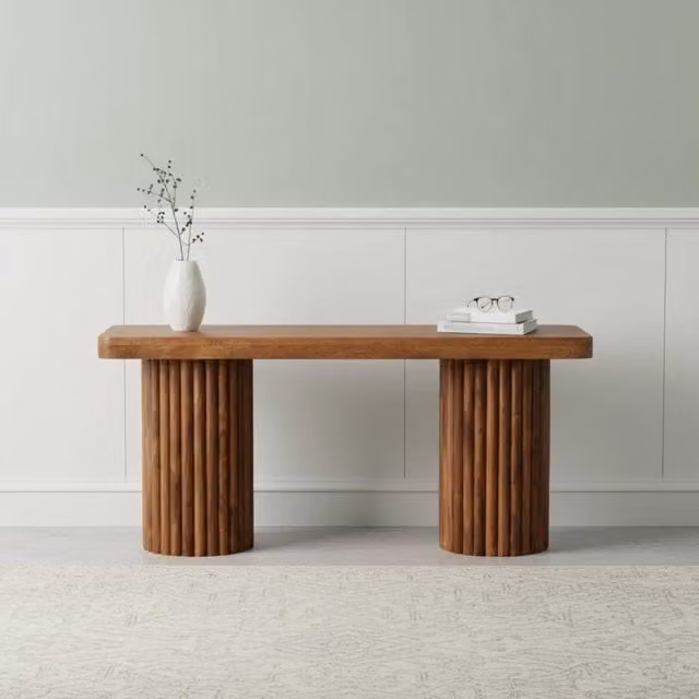 Artisan Furniture Astoria Fluted Mango Wood Bench in Brown