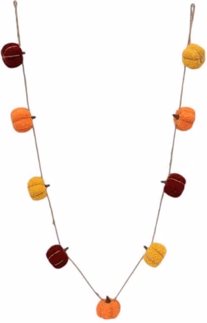 Four Candle Boucle Pumpkin Garland in Yellow, Orange and Brown, 150 cm