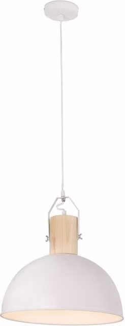 Faro Margot Dome Suspension Pendant in White and Wood