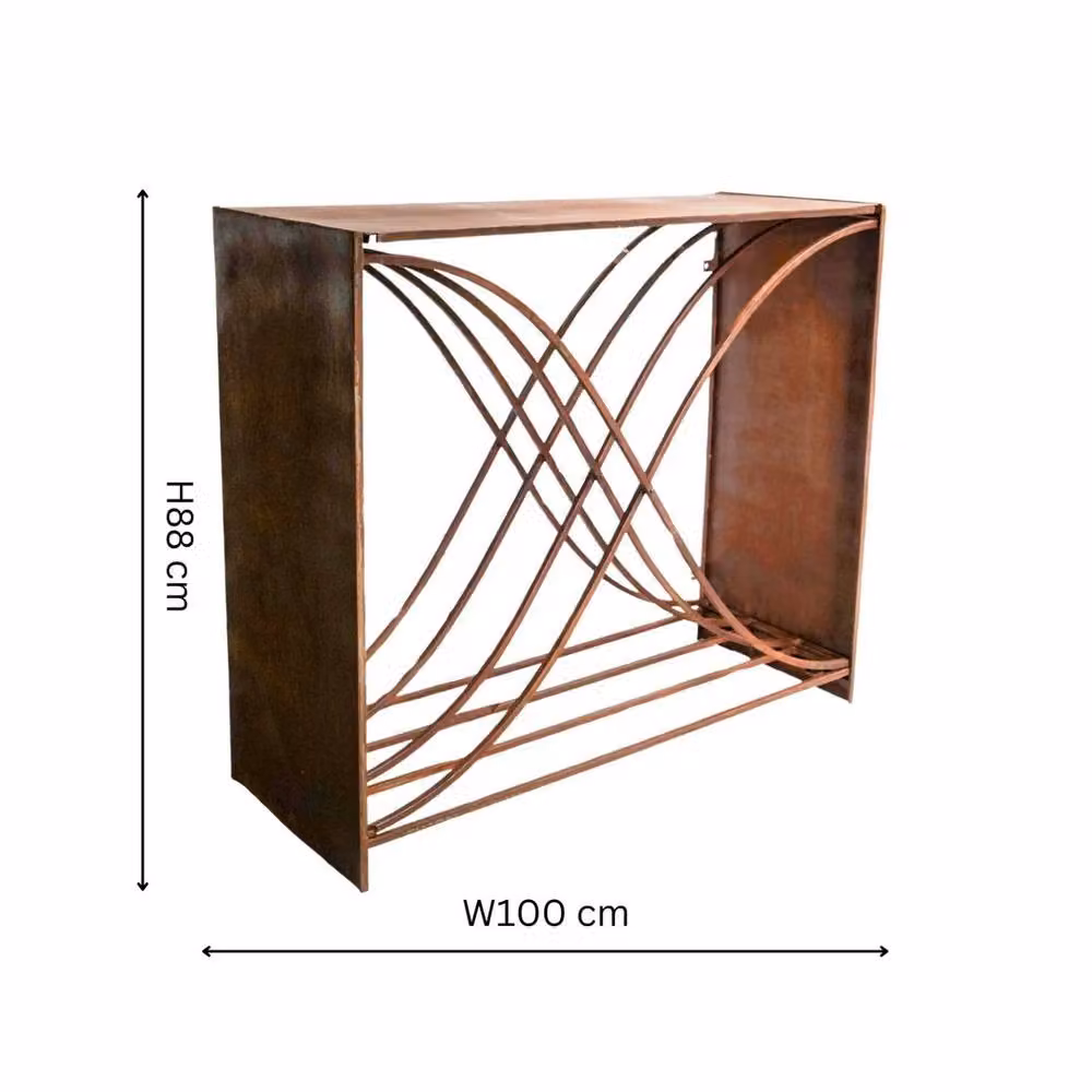 Lemon Pavilion Furniture and Decor Modern X Shape Metal Log Storage in Brown, W100 x D38 x H88 cm – 4