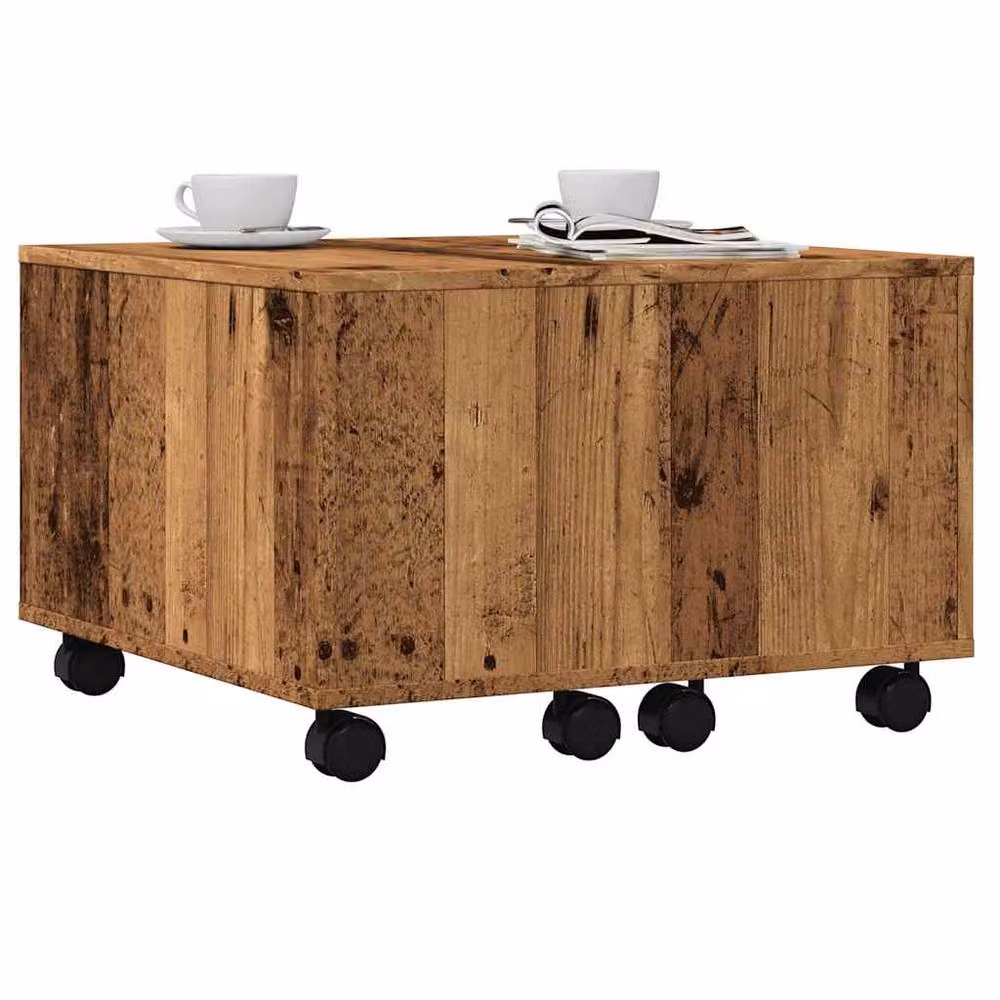 Berkfield Home Durable Square Coffee Table in Brown Rustic Wood, W/D/H: 60 x 60 x 38 cm – 2