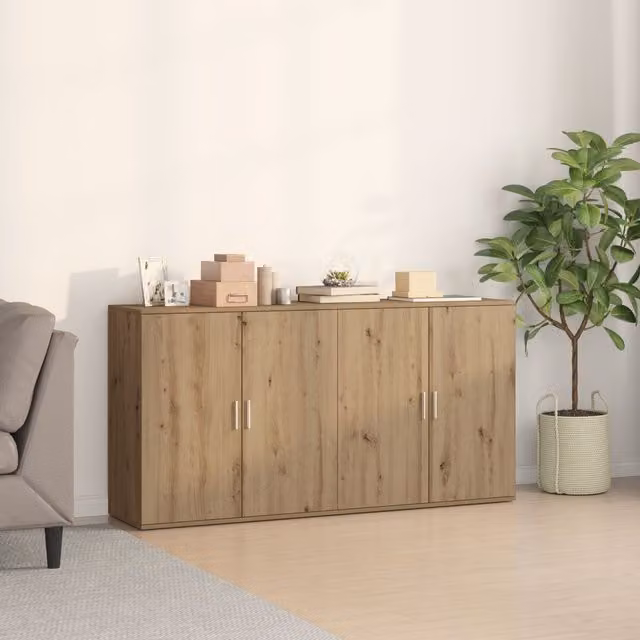 Berkfield Home Artisan Oak Sideboards, 2 Piece Set in Brown, W/D/H: 79 x 38 x 80 cm – 1
