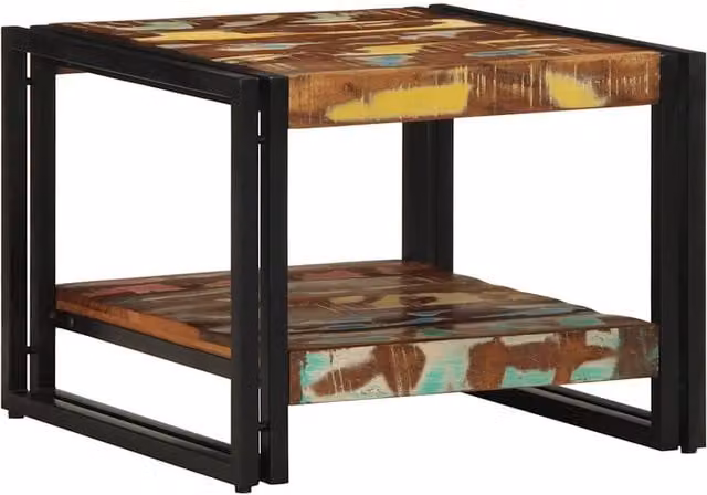 Berkfield Home Multicolour Durable Coffee Table in Reclaimed Solid Wood, W/D/H: 50 x 50 x 38 cm – 1