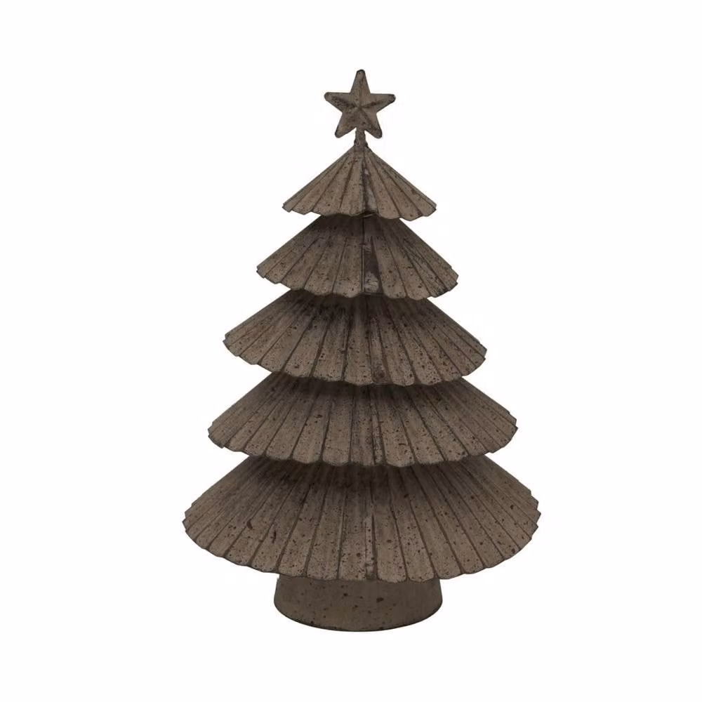 Lemon Pavilion Large Rustic Layered Metal Christmas Tree with Star in Silver and White, W: 16 cm, H: 25 cm – 2