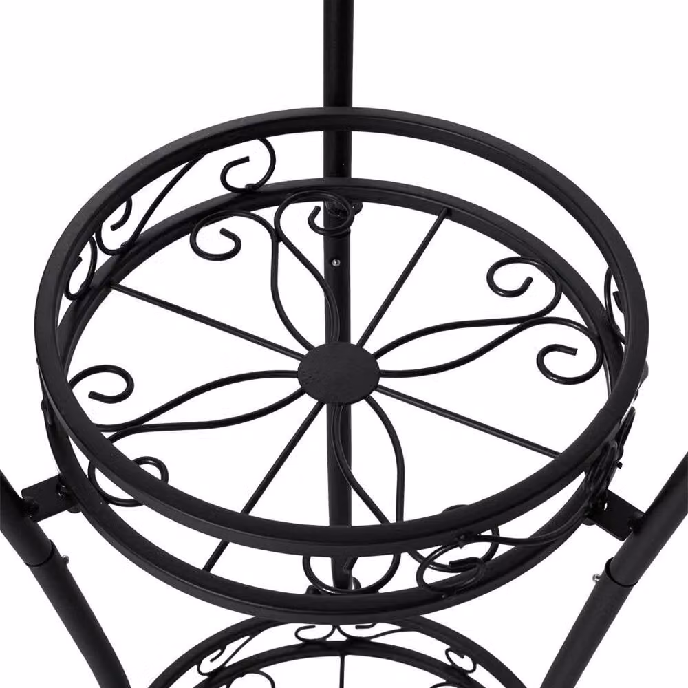 KORVIXA 3 Tier Black Metal Plant Pot Display Stand for Indoor and Outdoor Use – 4