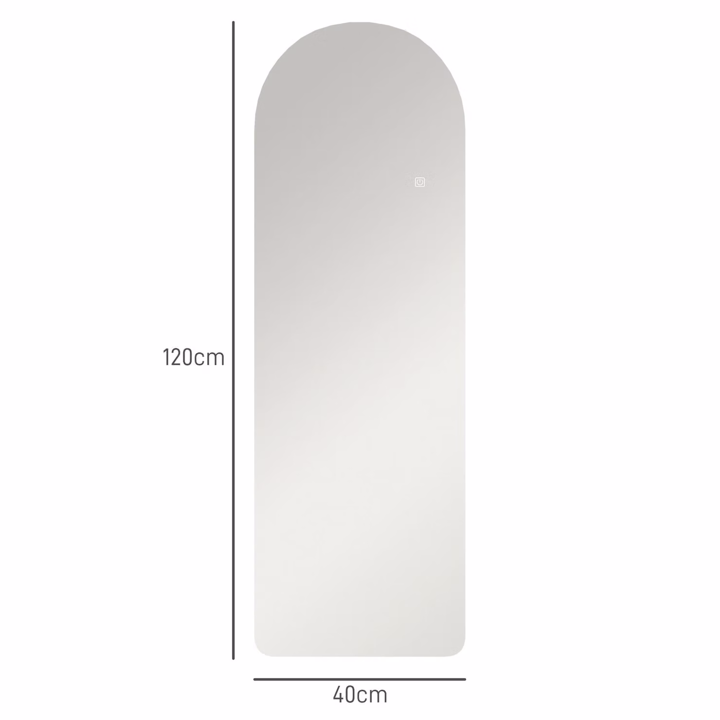 HOMCOM Arched Full Length LED Wall Mirror with Dimmable 3-Colour Lighting, H 120 x W 40 cm – 3