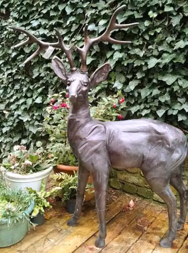 Inspirational Gifting Standing Stag Buck Ornament in Bronze Aluminium, Height: 120 cm – 3