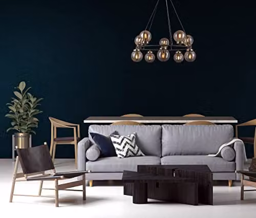 Netlighting Italux Galvez Industrial Retro 10 Light Globe Pendant Ceiling Light in Black with Transparent Glass Spheres and E14 Base – 2