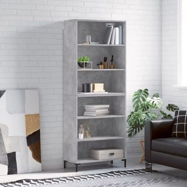 Berkfield Home Modern Grey Highboard W/D/H: 69.5 x 32.5 x 180 cm – 1