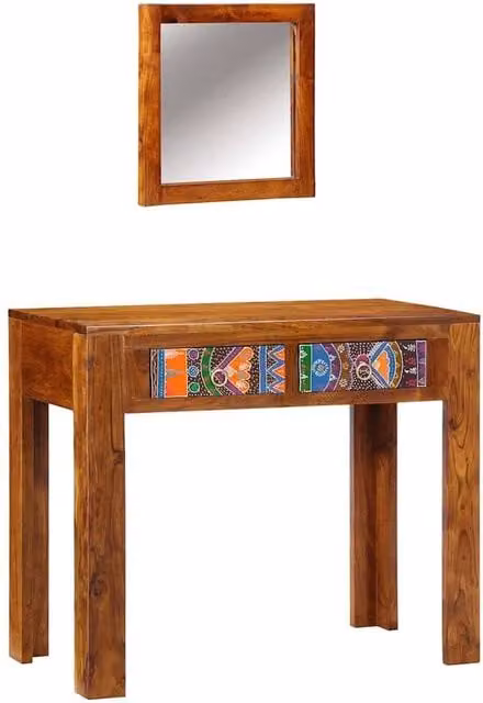 Berkfield Home Decorative Acacia Wood Dressing Table with Mirror in Honey Brown