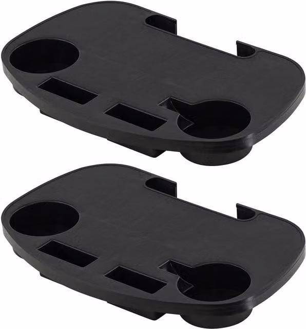 GEEZY Pack of 2 Black Plastic Clip On Camping Chair Side Tables
